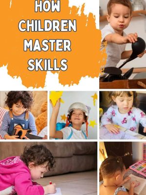 Young children engaging in various activities to develop essential skills at home and school.