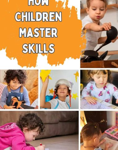 Young children engaging in various activities to develop essential skills at home and school.