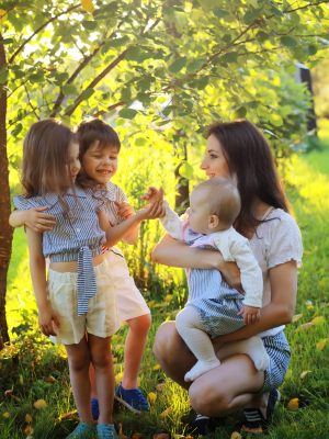 Children on a walk in the summer. Children indulge in the countr